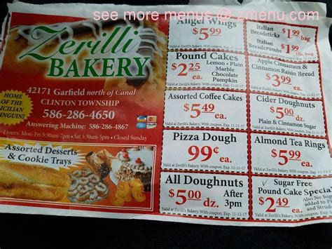 zerilli bakery menu|ZERILLI’S BAKERY